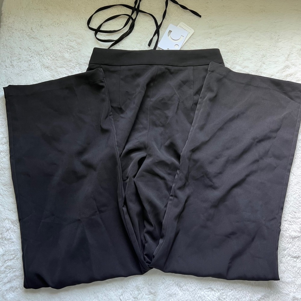 Commense Black Wide Leg Pleated High Rise Trousers Pants OA230526069 Small NWT - Picture 5 of 14